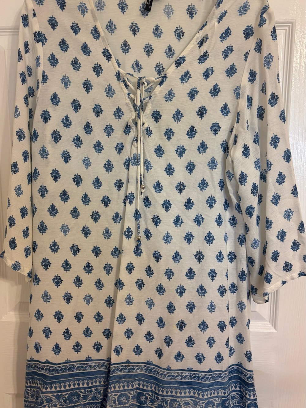 Port Cruz Blue and White Floral Tunic